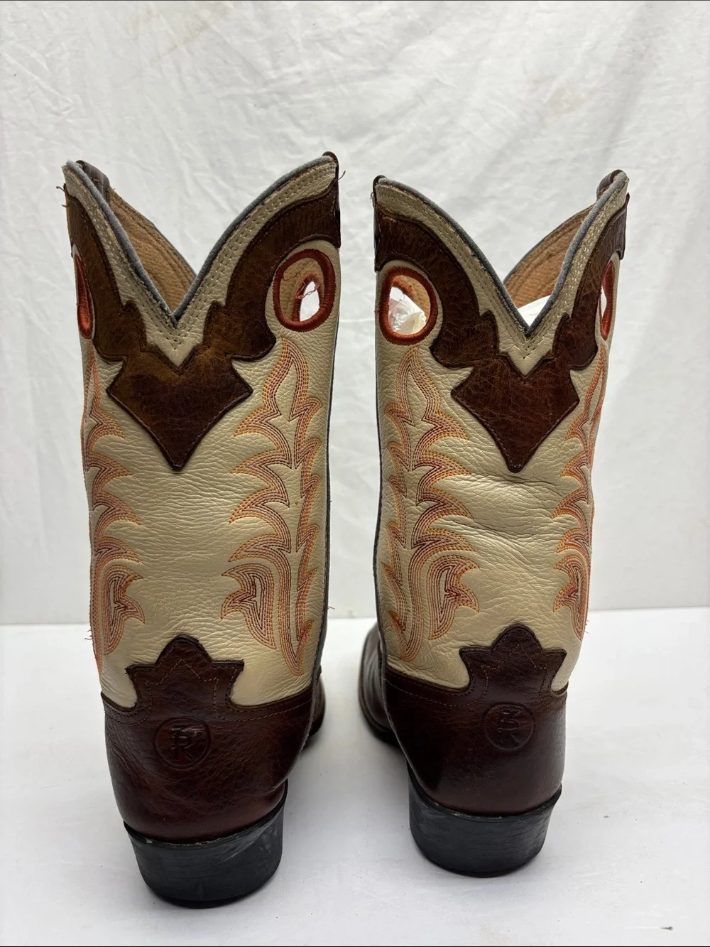 Tony Lama Brown and Cream Western Cowboy Boots, SZ 13.5 for little boy
